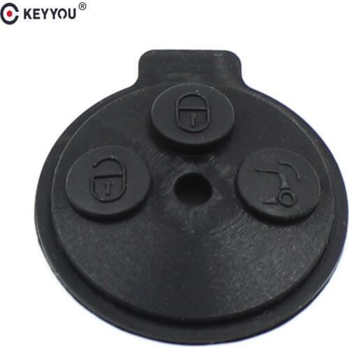 KEYYOU 2X Replacement 3 Button Replacement Key Shell Case Rubber Pad for Benz Smart 1998-2012 Car Styling Free shipping