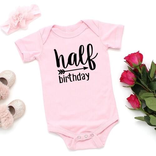 One Half Baby Birthday Bodysuits Half Birthday Shirt Baby Boys Girls 1/2 Half Birthday Onesies Outfits Gender Neutral Baby Gift