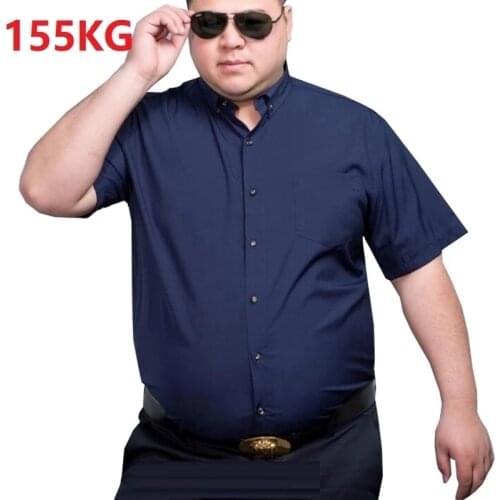 Summer men plus size shirt short sleeve office formal 10XL 12XL shirt oversize business dress wedding shirt soft navy blue black