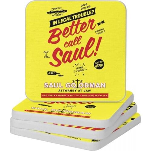 Better Call Saul Saul Goodman Breaking Bad Diatom Square Round Coaster Heat Insulation Cup Bonsai Mat Soap Toothbrush Pad 10x10
