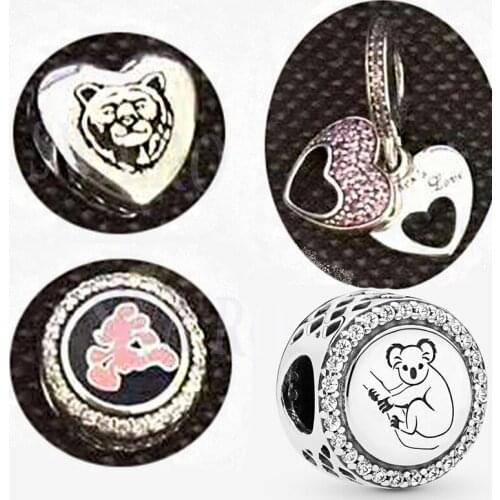 2020 Fashion High Quality S925 Sterling Silver My Mouse, Lion, Pink Love Koala Charm Female Original Diy Accessories Gift