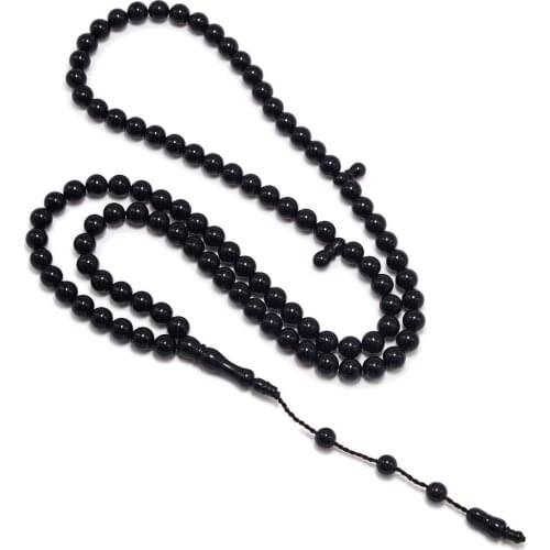 MSL005 Islam High Quality Muslim Rosary Beads 99 Prayer Beads Natural Palm Fruit Kuka Tasbih Charm Bracelet 6-9mm Dyed black