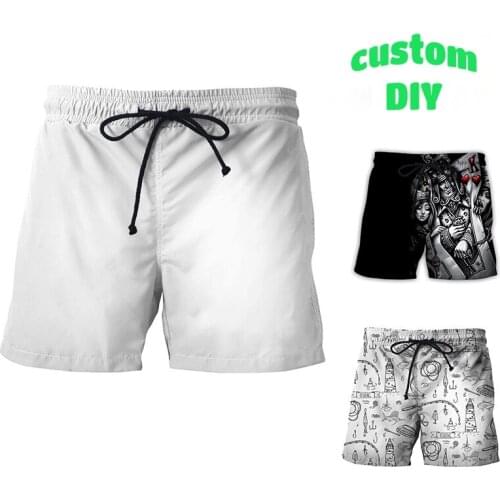 Mens Summer Beach Shorts Custom DIY Two Side Pockets Casual Loose Shorts 3D Digital Printing