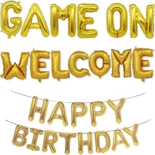 Fortnite Alphabet Balloon Set Golden Happy Birthday Christmas Halloween Alphabet Number Aluminum Foil Balloon Decoration 16 Inch