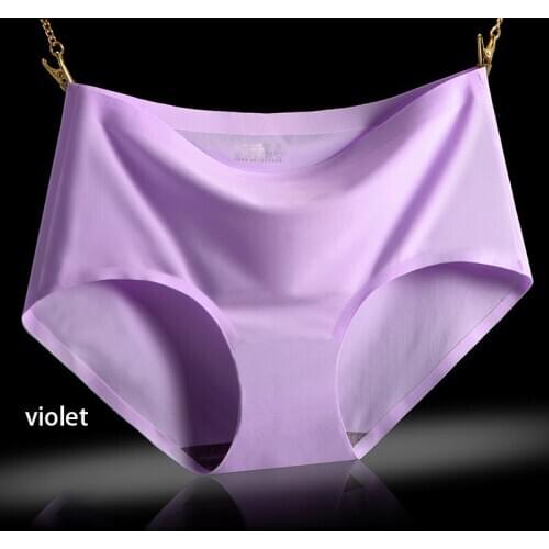 New Style Women Underwear Panties One Piece Seamless Shorts Mid Waist Sexy Ice Silk Nylon Cotton Lady Briefs 005