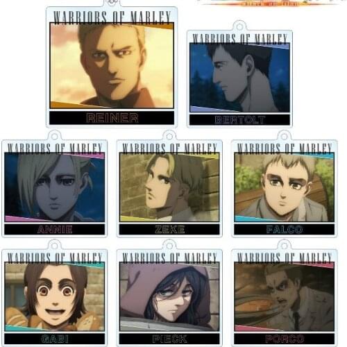 New Anime Attack on Titan Cartoon Square Keychain Bag Pendant Keyring Toy Eren Jaeger Mikasa Ackerman Erwin Smith Rival Ackerman