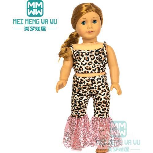 Doll Clothes fashion Leopard T-shirt + flared pants for 18 Inch American Doll 43 Cm Baby Doll Our Genefration Girl s Toy