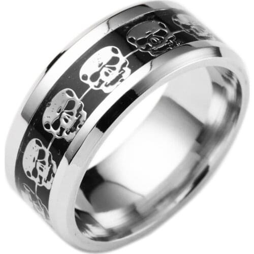 Wholesale Skull Biker Ring Stainless Steel Jewelry Classic Punk Black Gold Motor Biker Skull Ring Men Women Never Fade