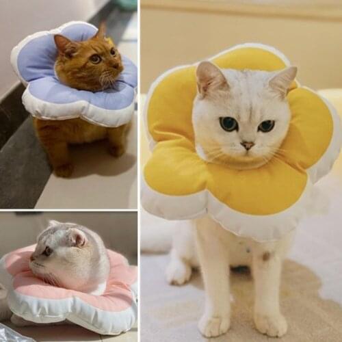 Elizabeth Anti-bite Pet Dog Collar Pet Recovery Cone E-Collar for Kitten Cat Flower Pattern Waterproof Pet Cat Collar Supplies