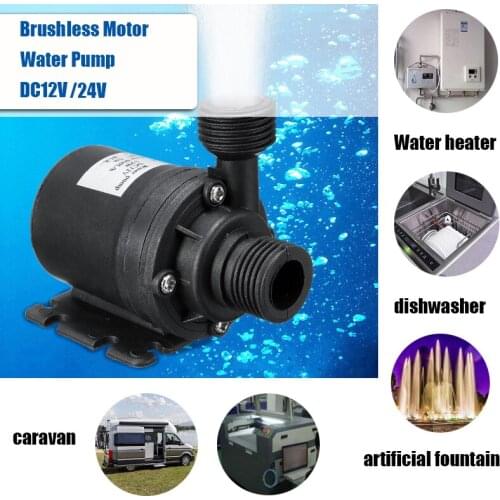 DC 12V 24V 5M 800L/H Portable Mini Brushless Motor Ultra-quiet Submersible Water Pump for Cooling System Fountains Heater
