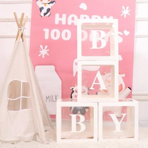 Baby Shower Boy Girl Transparent Box Baby Shower Decoration Baby Christening Birthday Party Decor Balloons Box Baby Shower Gift