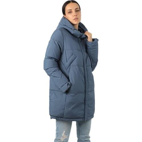 Women Down Jacket Warm Female Cotton Quilted Coat Office Lady Outwear Windproof Hooded Canada Fluff Clothes Parka New 17-551