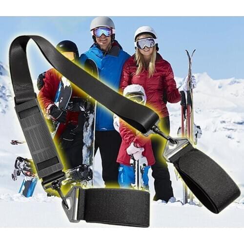 Adjustable Winter Snowboard Skiing Pole Fixing Strap Shoulder Hand Carrier Strap Hook Loop Lash Nylon Ski Board Handle Straps