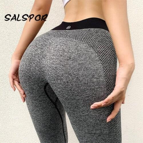 SALSPOR Patchwork Sexy Leggings Women Fitness Gym Basic Running Leggins Mujer High Waist Tights Pants Work Out Active Clothing