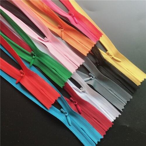 11PCS Silk zipper 11inch 28CM Length Colorful Invisible Close-End Silk Nylon Zipper Garment Bags Accessories Sewing Notions