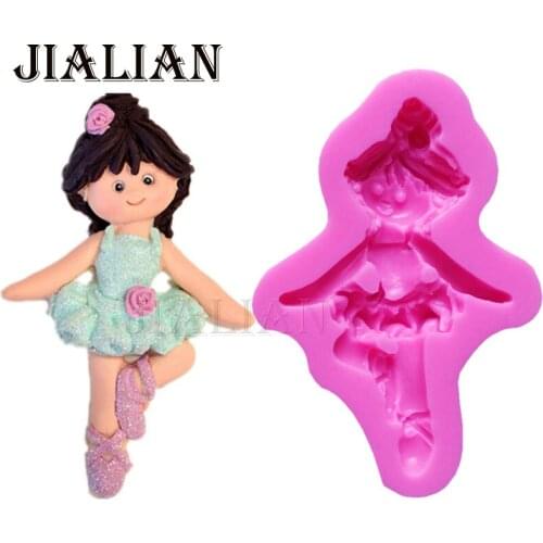 Party cake decoration molds 3D lovely girl dancing silicone mold cake decorating baking tools soap mould T0822