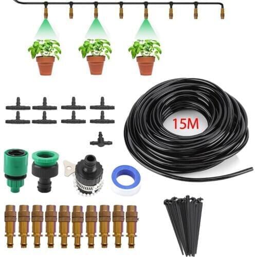 15M DIY Garden Watering System Automatic Drip Irrigation System Kit Gardening Tools and Equipment Water Hose Sprayer Nozzle