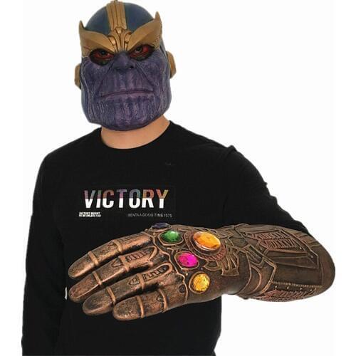 Thanos Latex Mask Gloves Toys Full Head Realistic Halloween Cosplay Prop toy Party Mask Masquerade Costume Gags Toy