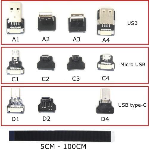 FFC Micro Type-C USB FPV Slim Thin Flat Soft flexible FPC charge AV output OTG Cable for FPV Brushless Handheld Gimbal monitor