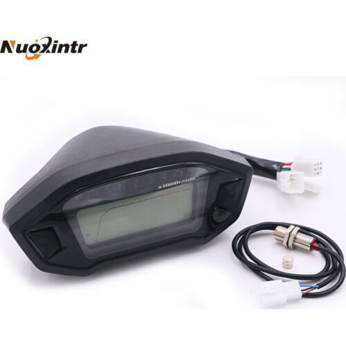 Nuoxintr Universal LCD Motorcycle Digital Speedometer Motorcycle Odometer Backlight Instrument for 2.4 Cylinders meter 13000rpm