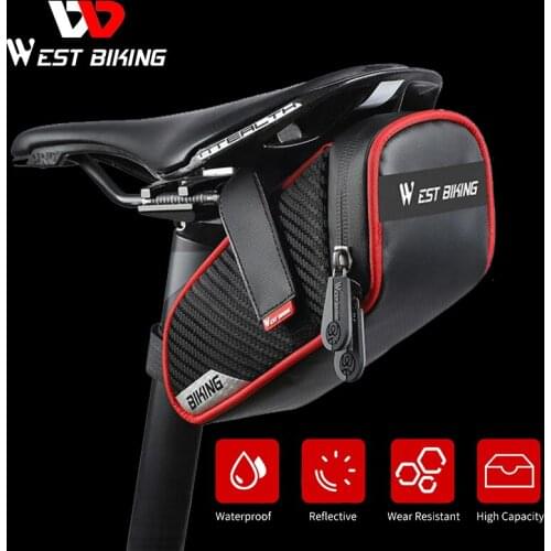 WEST BIKING Bicycle Saddle Bag Waterproof Cycling Tools Pannier Reflective Rear Seatpost Bag Basket MTB Road Bike Accessories