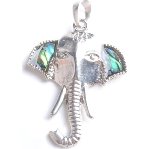 WOJIAER New Zealand Abalone Shell Pearl Gem Bead Elephant Pendant Womens Jewelry PN788