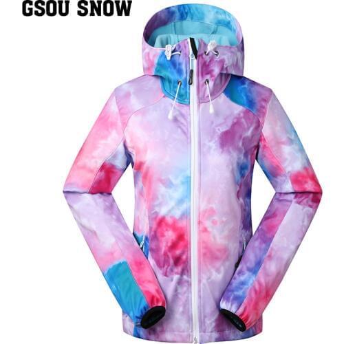 Womens Fleece Ski Jacket Waterproof Climbing Wear Camping Cycling Hiking Hoodies Female Spring Autumn Soft Shell Sports Coat