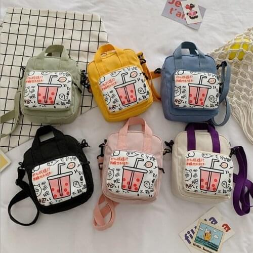 Female Crossbody Bag New Creative Cartoon Graffiti Portable Small Square Bag Ins Fashion Canvas Mini Messenger Bag Сумка Женская