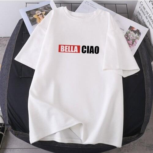 Bella Ciao LA CASA DAPEL Woman T-shirts High Quality Fashion Camisetas 2021 New O-neck Lady Clothing Hip Hop Oversize Tops Tees