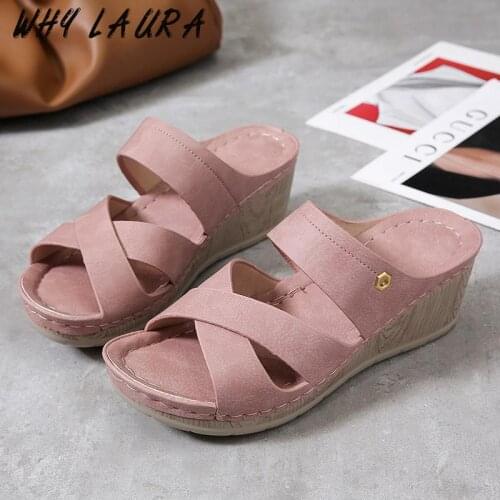 2021 Womens Slipper Summer New Womens Solid Wedge Slipper Open toe Slipper Indoor Casual Comfortable Shoes