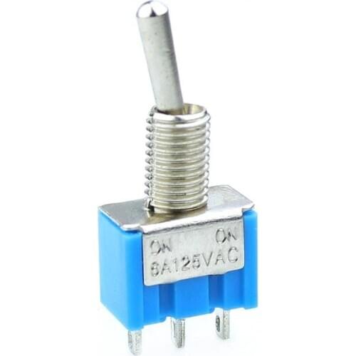 10Pcs Toggle Switch MTS-102 3 Pin ON/ON PDT 6A 125VAC/3A 250VAC Mini Switch Lever Switch Light blue