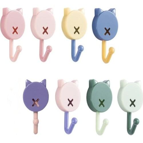 2021 New item cartoon hook strong viscose hook free punching creative coat hook