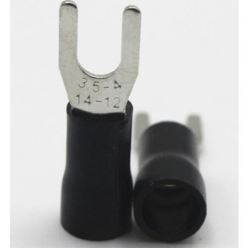 500pcs SV3.5-4 Vinyl insulated Cold pressed Terminal Cable Lug Furcate Y-U Wire crimp terminals Brass for AWG14-12 #8 STUD 37A