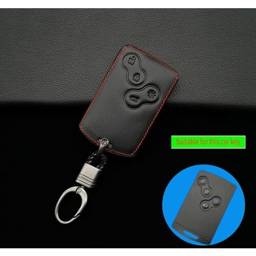 Automotive Key Cover, Leather Protective Case For Renault Clio Logan Megane 2 3 Koleos Scenery Card 4-Button Protect Shell