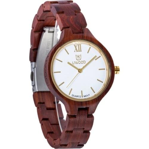 Fashion Light Luxury Minimalist UWOOD Brand Japanese Movement Quartz Women Casual Elegant Bangle Decorative Wood Wristwatches