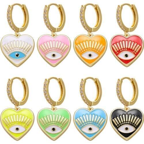 HECHENG 1pair colorful eyes earrings love heart wholesale fashion for women girls accessries jewelry VE213
