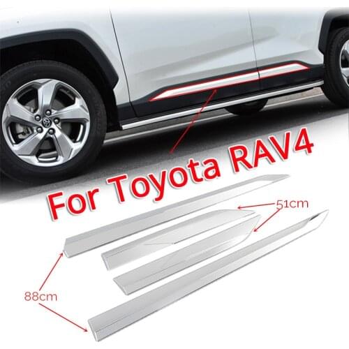 1 set of ABS chrome-plated door moldings for Toyota RAV4 2019 2020 Door Body Anti-scratch Protector Car Side Strips Trim Cover