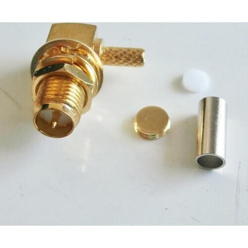Connector RPSMA RP SMA Female 90 Degree Right Angle With O-ring Bulkhead Panel Nut Crimp for RG316 RG174 RG179 LMR100 Cable