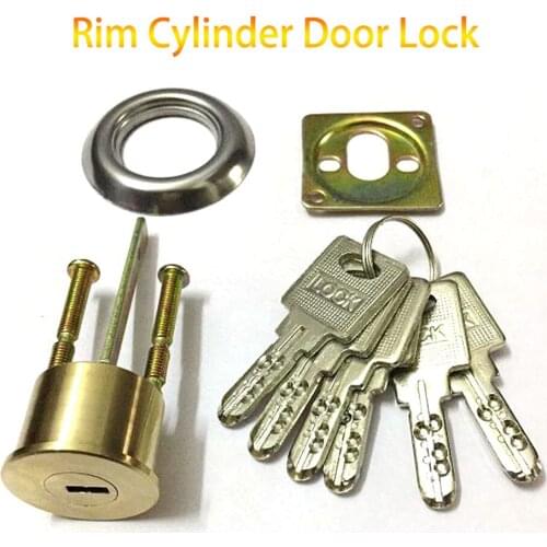 Single Head Copper Lock Cylinder Lined Door Lock Universal Lock Line Shaped Rim Door Lock with 6 Keys