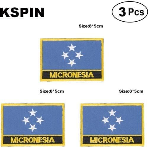 Micronesia Rectangular Shape Flag patches embroidered flag patches national flag patches for clothing DIY Decoration