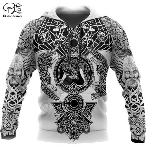 Viking Tattoo Symbol 3D Printed Mens Hoodie Animal Streetwear Autumn Hooded Sweatshirt Unisex Casual Jacket Tracksuits DK040