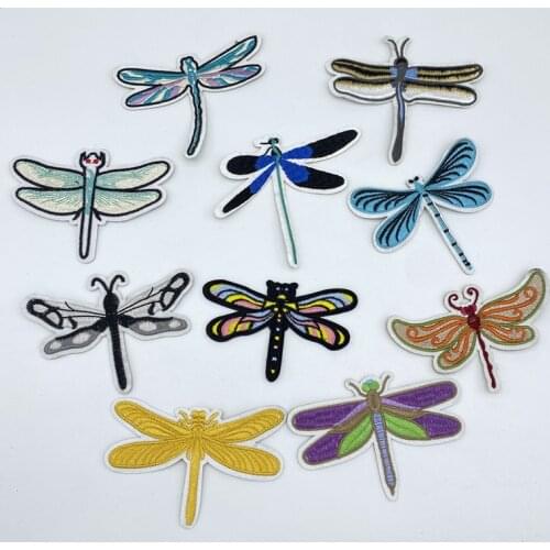 50pcs/Lot Embroidery Patches Letters Clothing Decoration Accessories Animal Dragonfly Diy Iron Heat Transfer Applique