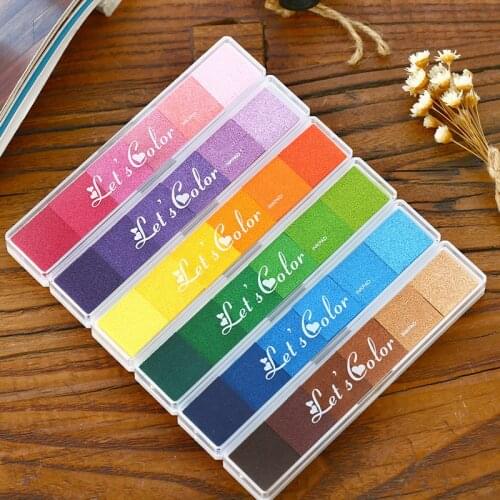 Non-Toxic Gradient Color Ink Pad Inkpad Rubber Stamp Oil Based Finger Print Nice Gift for Children Stamp DIY Art