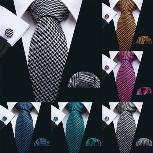 2018 New Blue Men Tie Fashion Solid Necktie 5 Colors 100% Silk Ties For Men Barry.Wang Business Style Dropshipping Tie Set LS-05