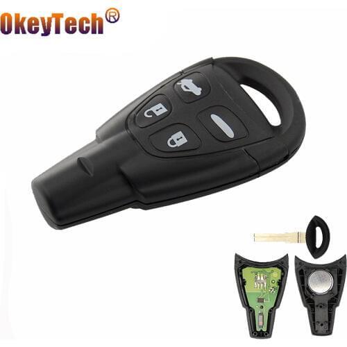 OkeyTech 4 Buttons 433MHZ ID46 7946 Chip Remote Smart Card Car Key Fob For SAAB 9-3 9-5 2003-2011 Keyless Entry Emergency Blade