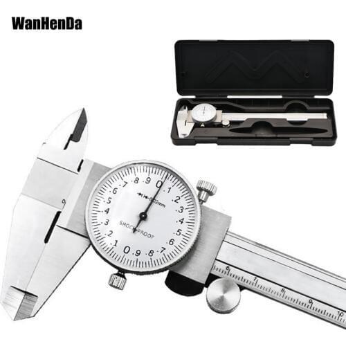 0-150mm/0.02mm Dial caliper Metric Gauge Measuring Tool Dial Caliper Shock-proof Stainless Steel Precision Vernier Caliper tools