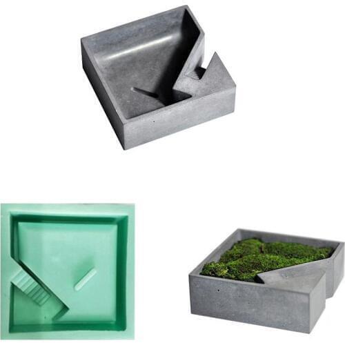 Silicone Mold Concrete Square Ceramic Flower Vase Geometric Multi-meat Flower Pot Cement 3d Molds Home Decoration With Stairs