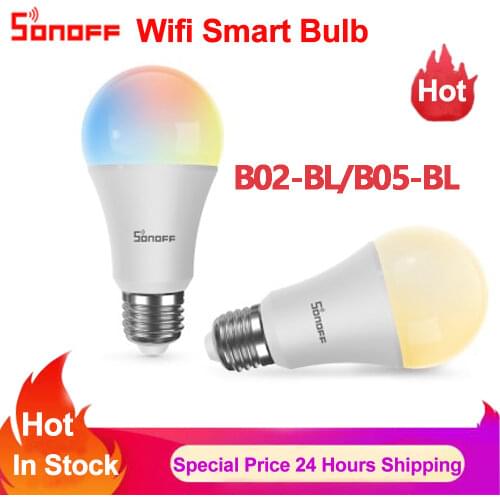 Sonoff Wifi Smart Bulb B02(B05)-B-A60 Smart Home Remote Control Dimmable E27 Base Led Light Bulb Via Ewelink App Work with Alexa