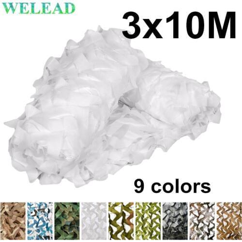 WELEAD 3x10M Reinforced Camouflage Net Military for Garden Shade Outdoor Awning Shelter Army Mesh Hide 3*10M 10x3M 3x10 10x3