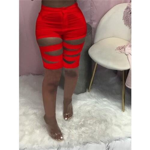 CHRONSTYLE 2021 Hollow Out Button Biker Shorts Women Summer Outfit Sexy High Waist Shorts Harajuku Clubwear Female Solid Bottoms
